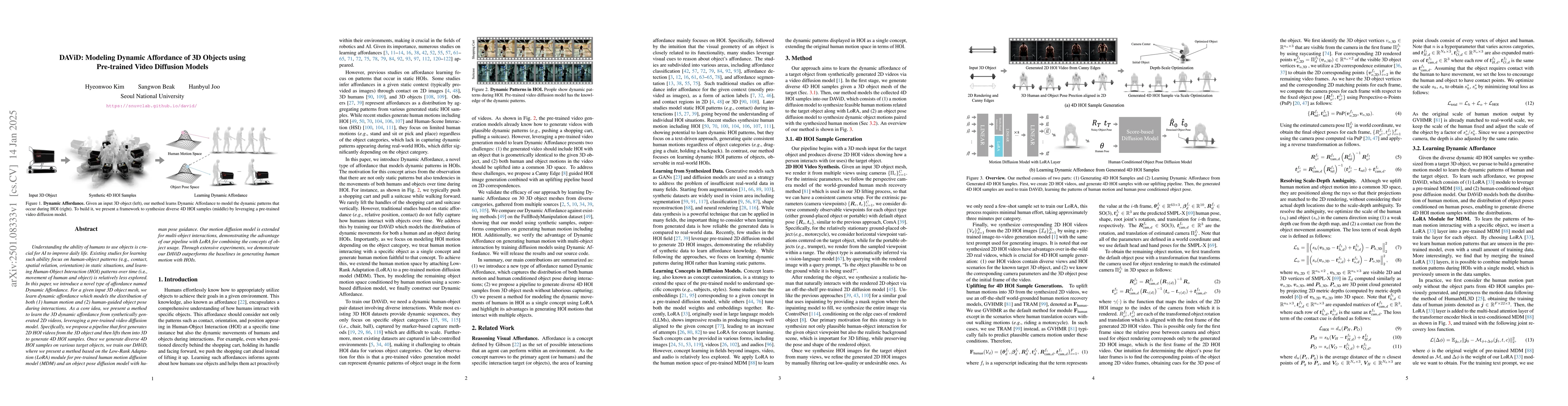 Thumbnail for DAViD: Modeling Dynamic Affordance of 3D Objects using Pre-trained Video
  Diffusion Models