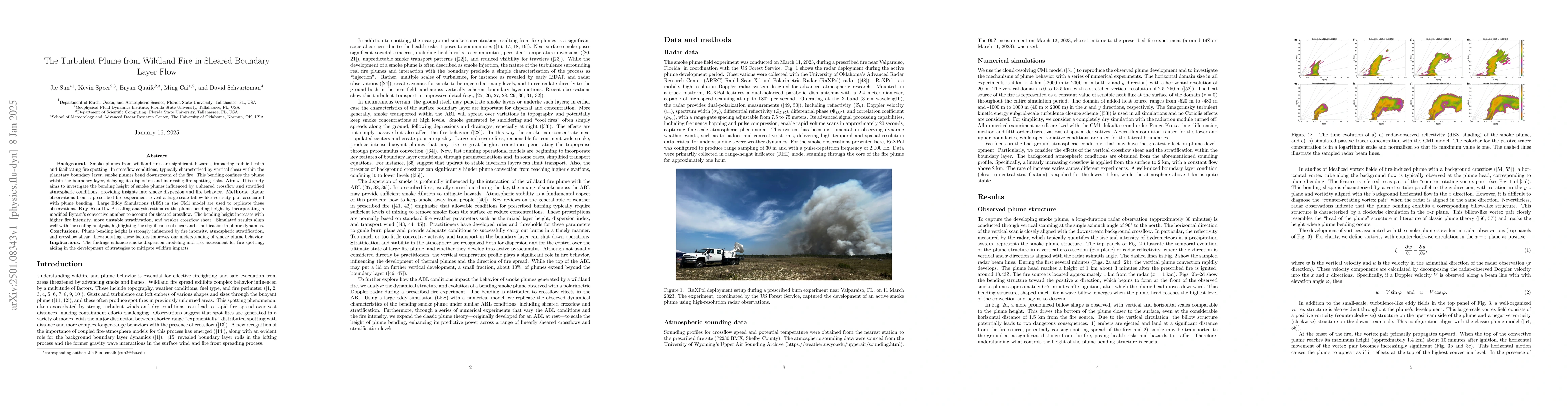 Thumbnail for The Turbulent Plume from Wildland Fire in Sheared Boundary Layer Flow