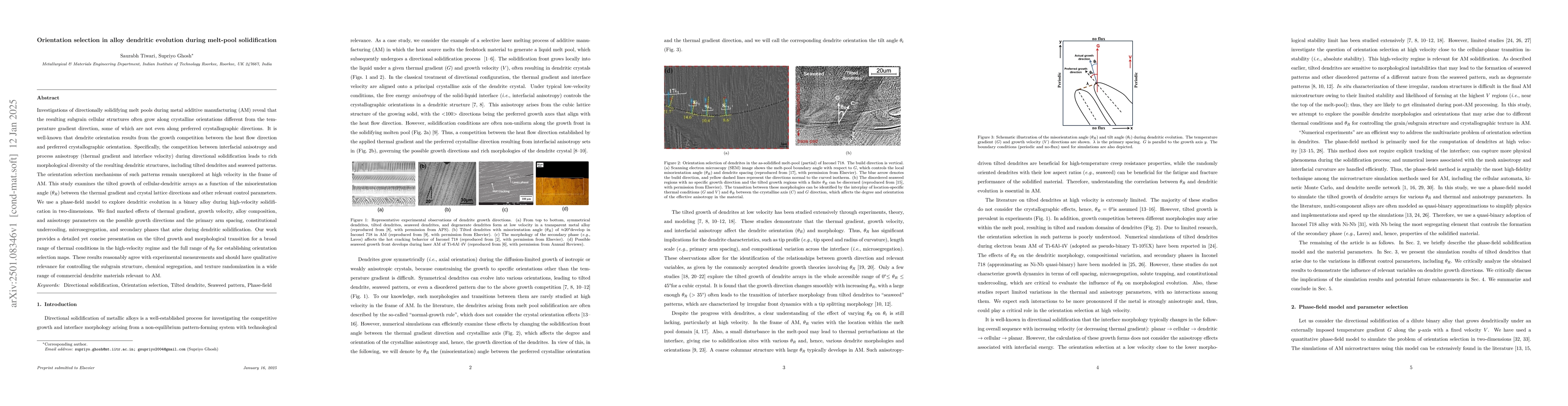 Thumbnail for Orientation selection in alloy dendritic evolution during melt-pool
  solidification