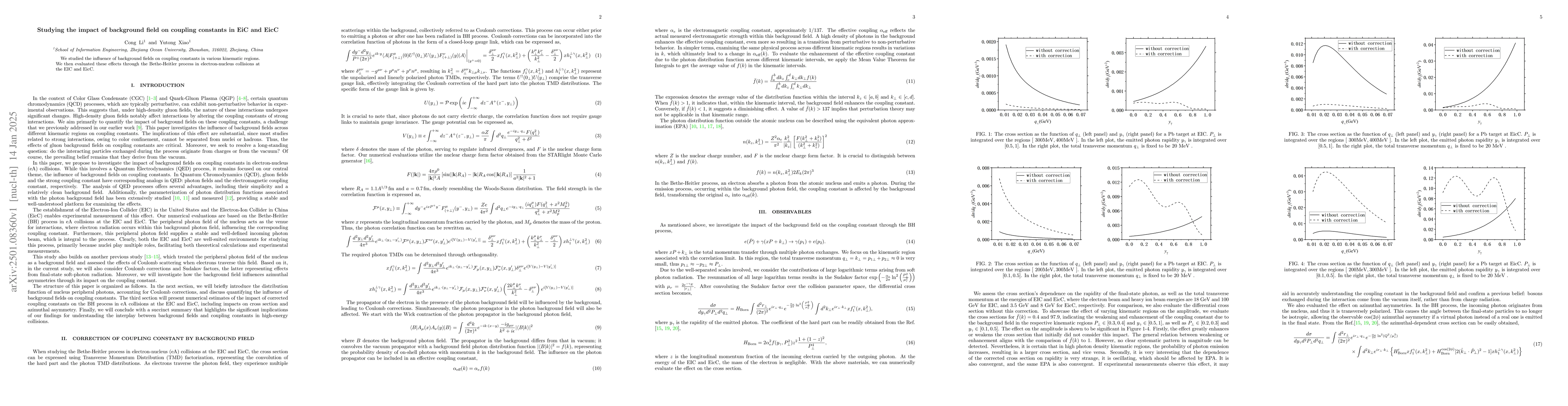 Thumbnail for Studying the impact of background field on coupling constants in EiC and
  EicC