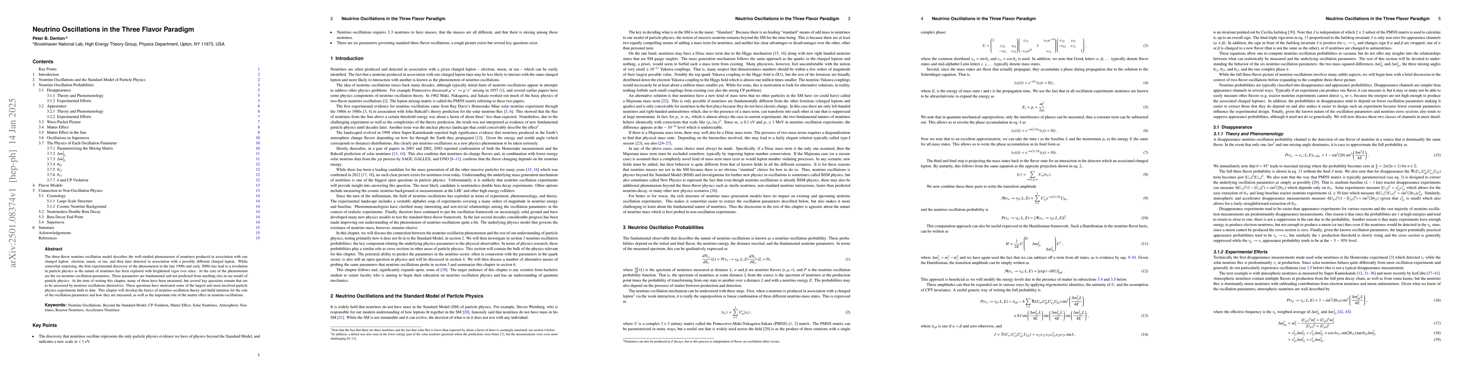 Thumbnail for Neutrino Oscillations in the Three Flavor Paradigm