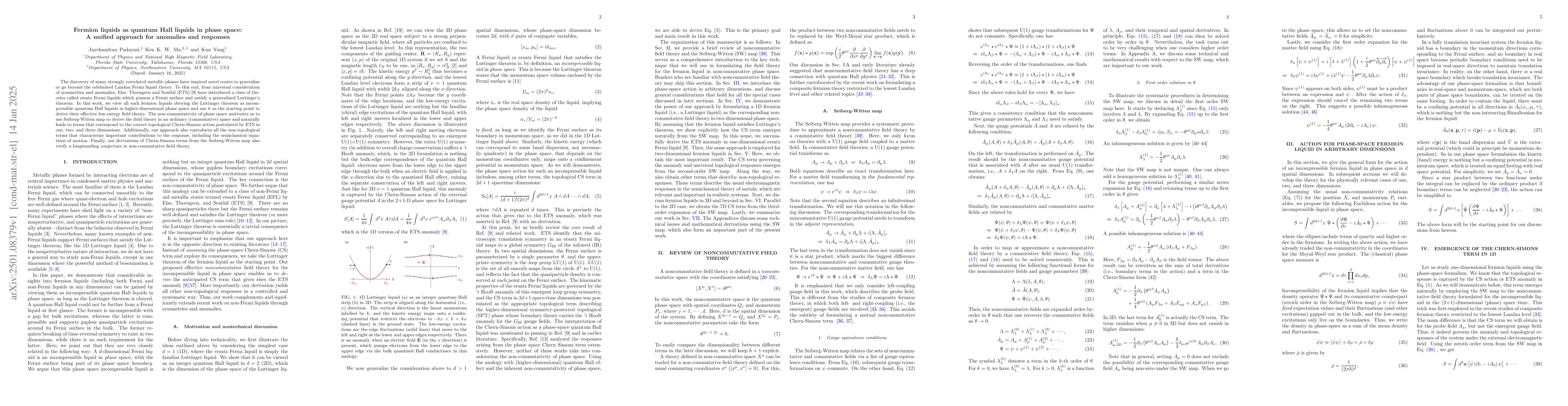 Thumbnail for Fermion liquids as quantum Hall liquids in phase space: A unified
  approach for anomalies and responses