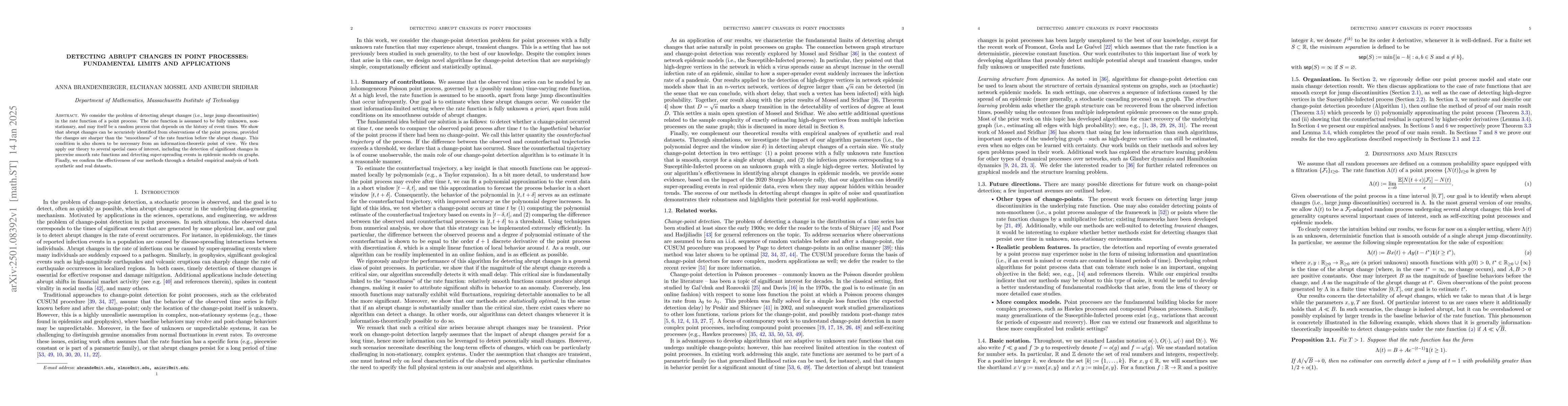 Thumbnail for Detecting Abrupt Changes in Point Processes: Fundamental Limits and
  Applications