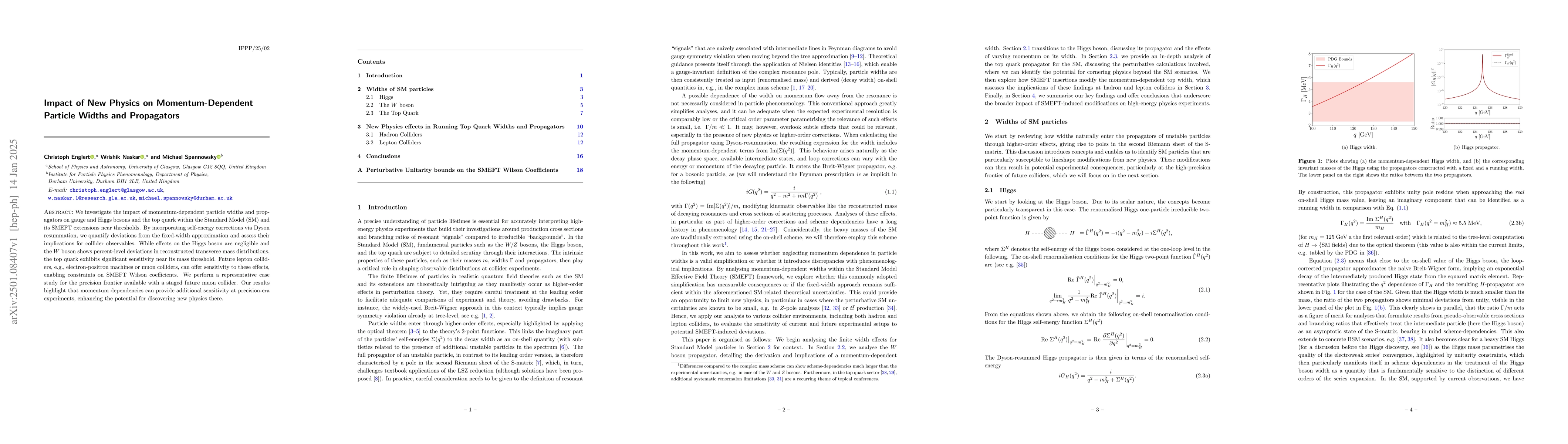 Thumbnail for Impact of New Physics on Momentum-Dependent Particle Widths and
  Propagators