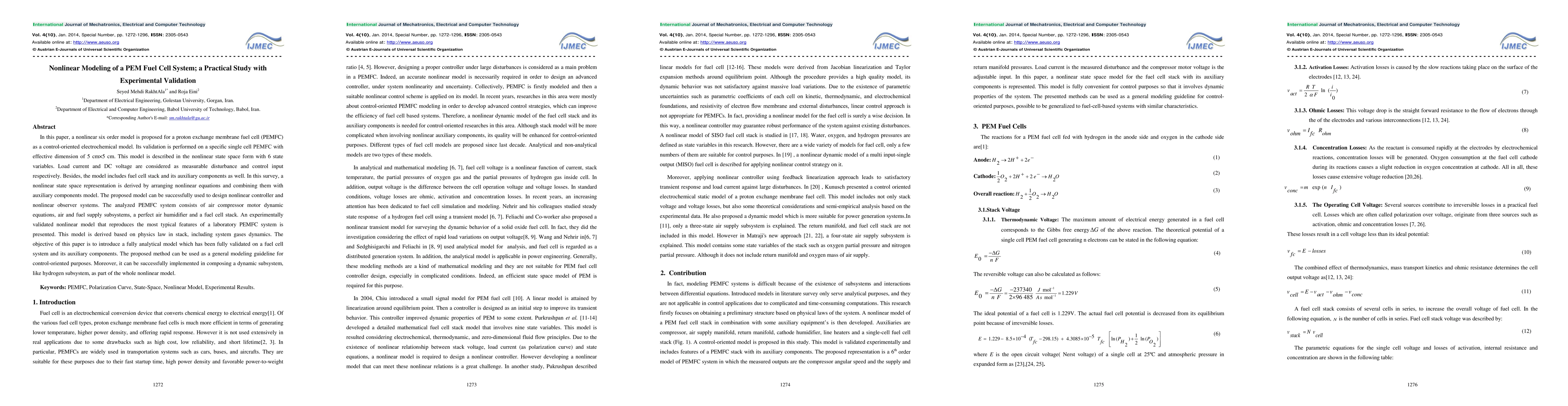 Thumbnail for Nonlinear Modeling of a PEM Fuel Cell System; a Practical Study with
  Experimental Validation