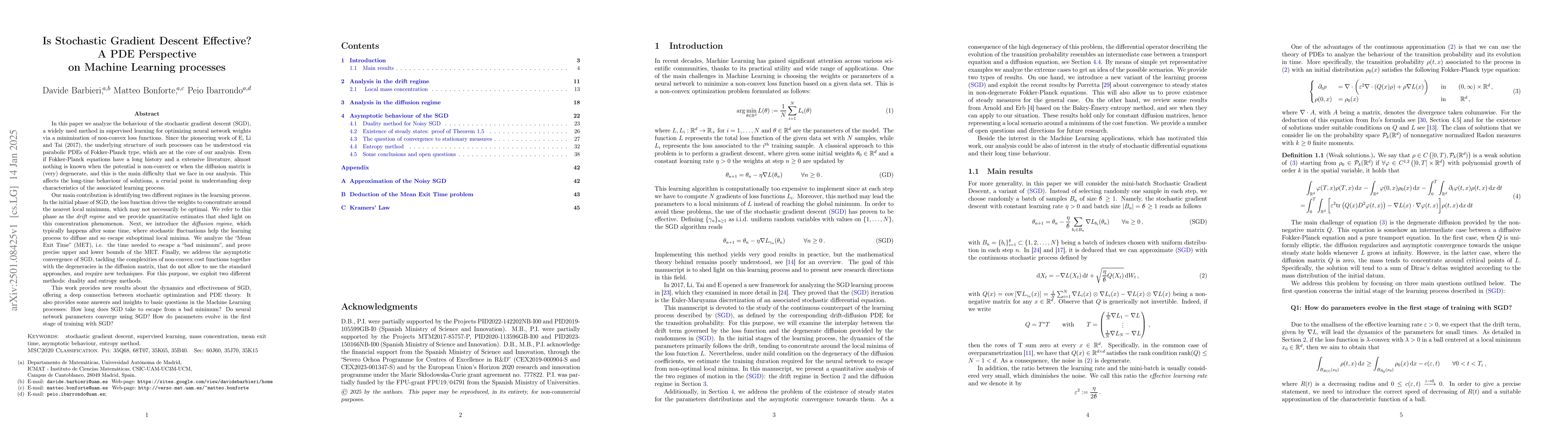 Thumbnail for Is Stochastic Gradient Descent Effective? A PDE Perspective on Machine
  Learning processes