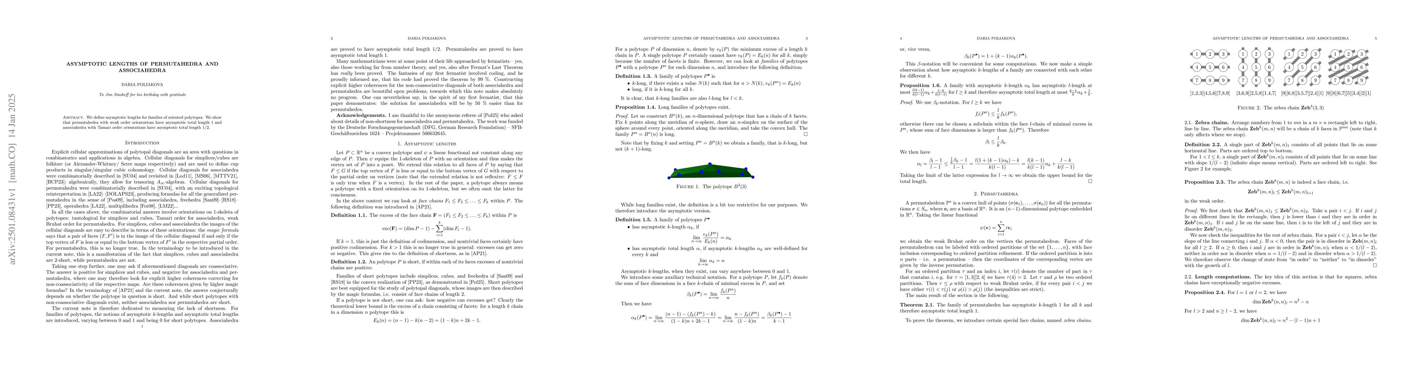 Thumbnail for Asymptotic lengths of permutahedra and associahedra