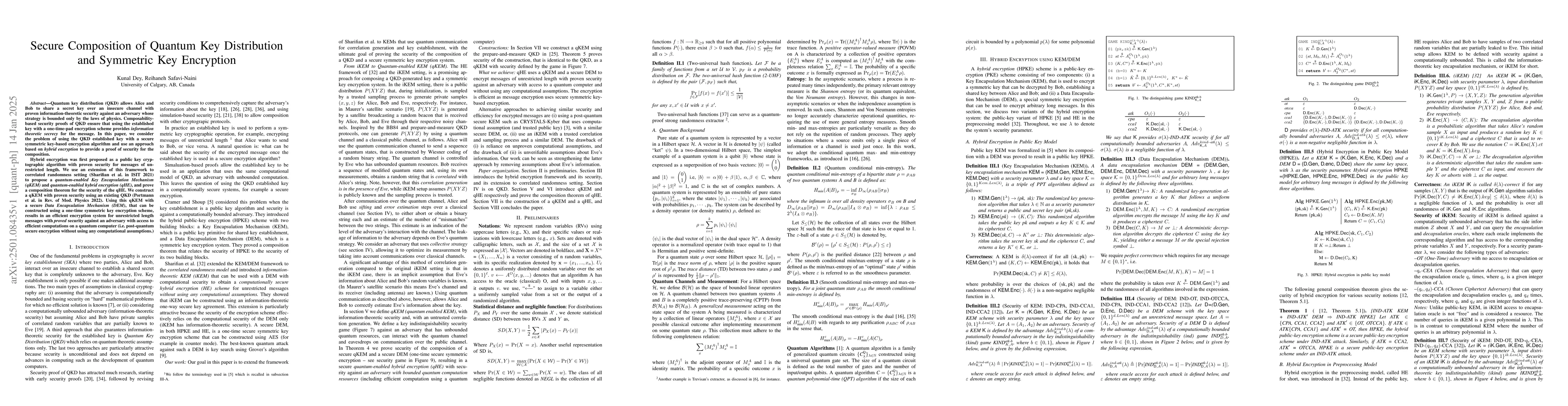 Thumbnail for Secure Composition of Quantum Key Distribution and Symmetric Key
  Encryption