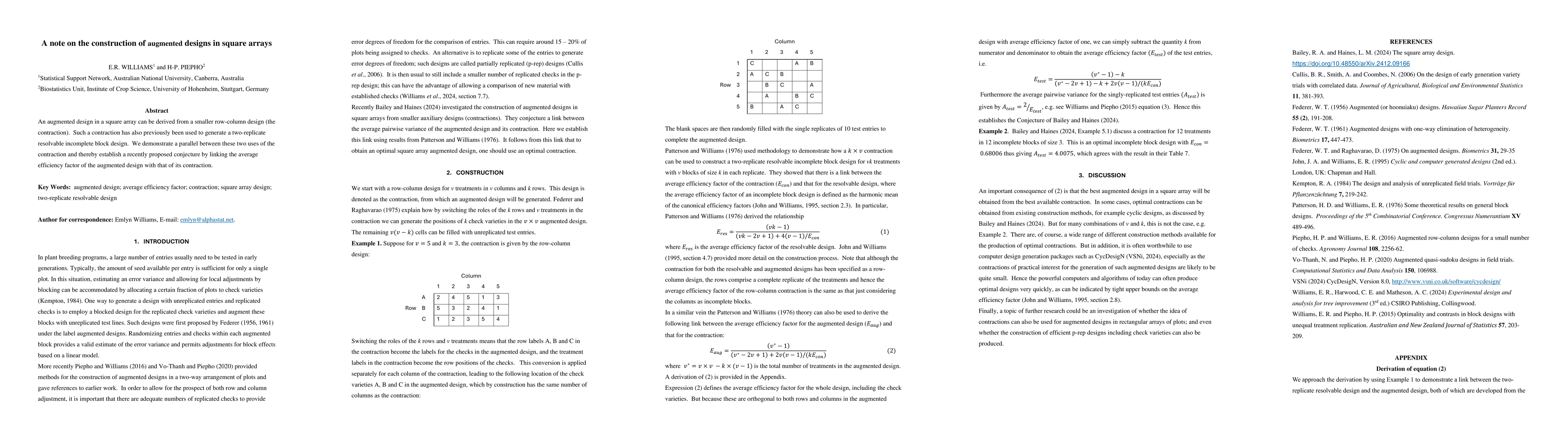 Thumbnail for A note on the construction of augmented designs in square arrays