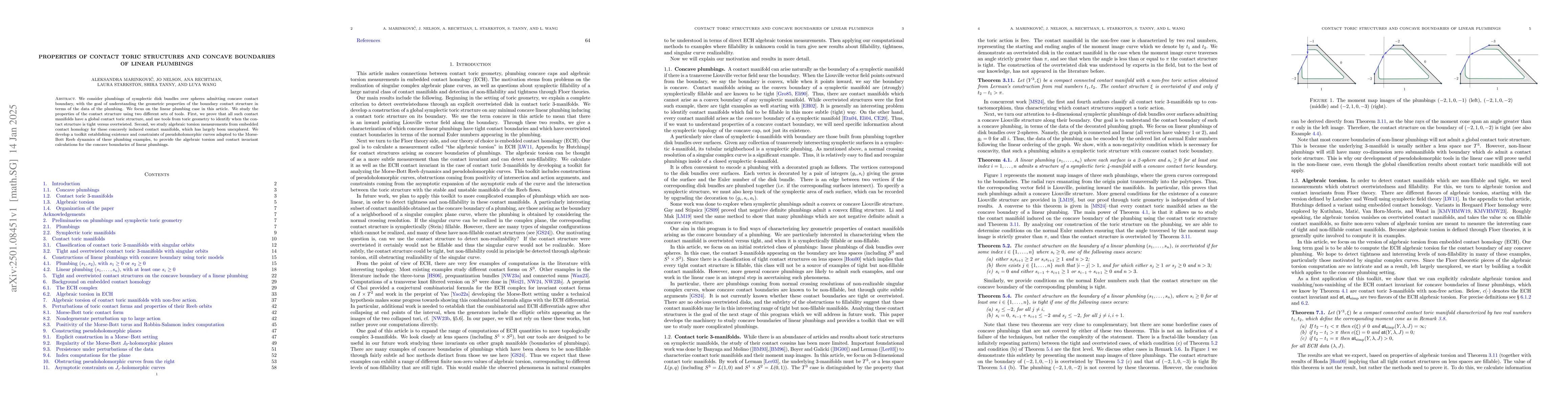 Thumbnail for Properties of contact toric structures and concave boundaries of linear
  plumbings