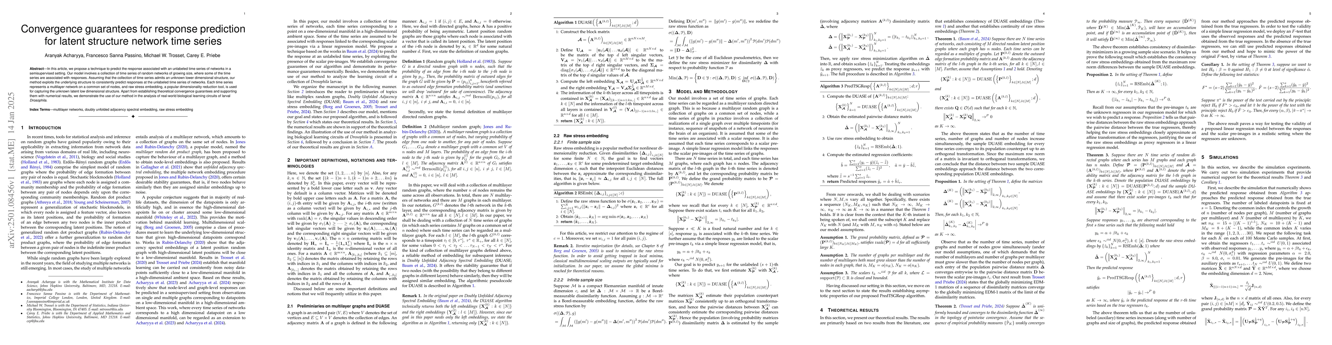 Thumbnail for Convergence guarantees for response prediction for latent structure
  network time series