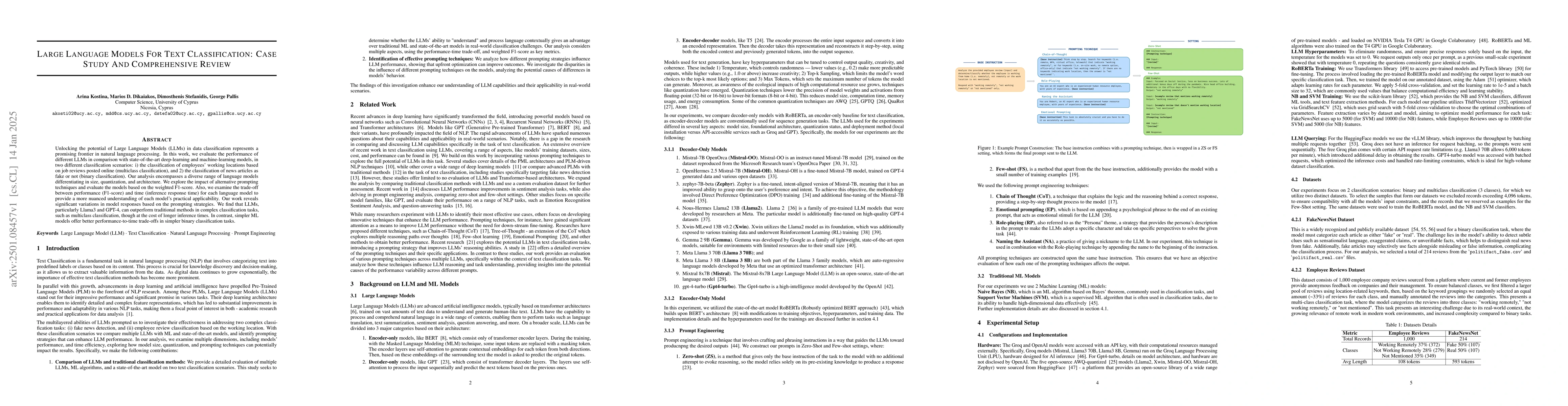 Thumbnail for Large Language Models For Text Classification: Case Study And
  Comprehensive Review