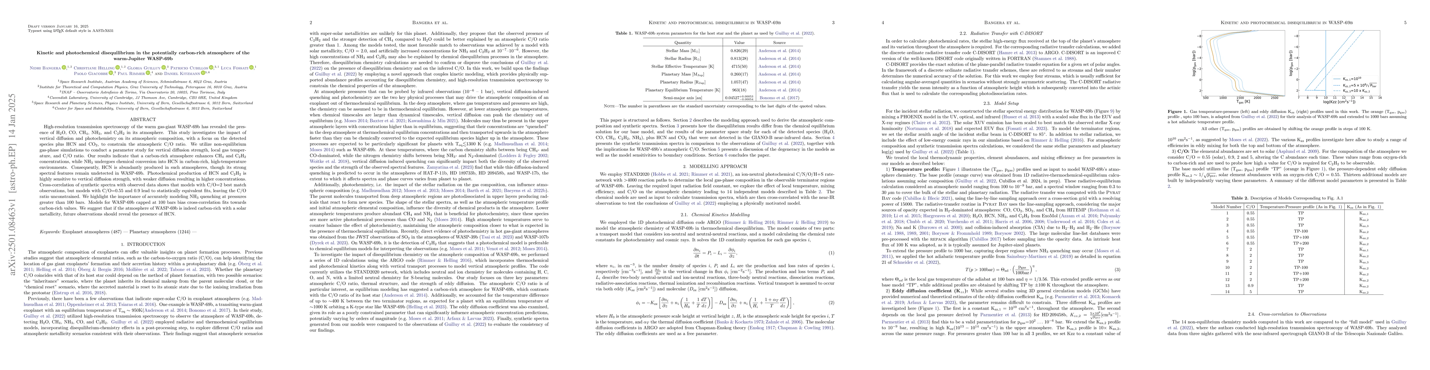 Thumbnail for Kinetic and photochemical disequilibrium in the potentially carbon-rich
  atmosphere of the warm-Jupiter WASP-69b