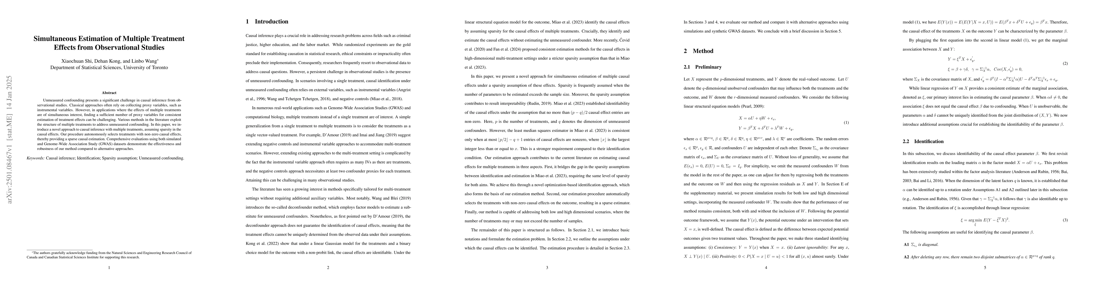 Thumbnail for Simultaneous Estimation of Multiple Treatment Effects from Observational
  Studies