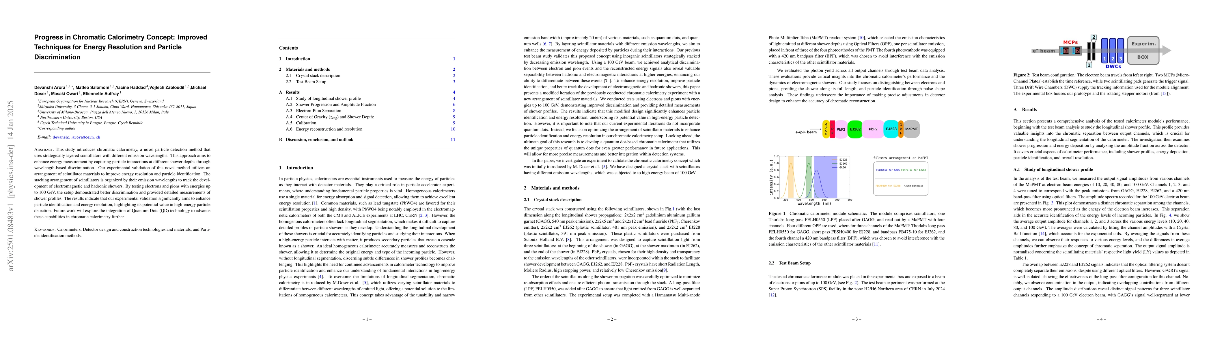 Thumbnail for Progress in Chromatic Calorimetry Concept: Improved Techniques for
  Energy Resolution and Particle Discrimination