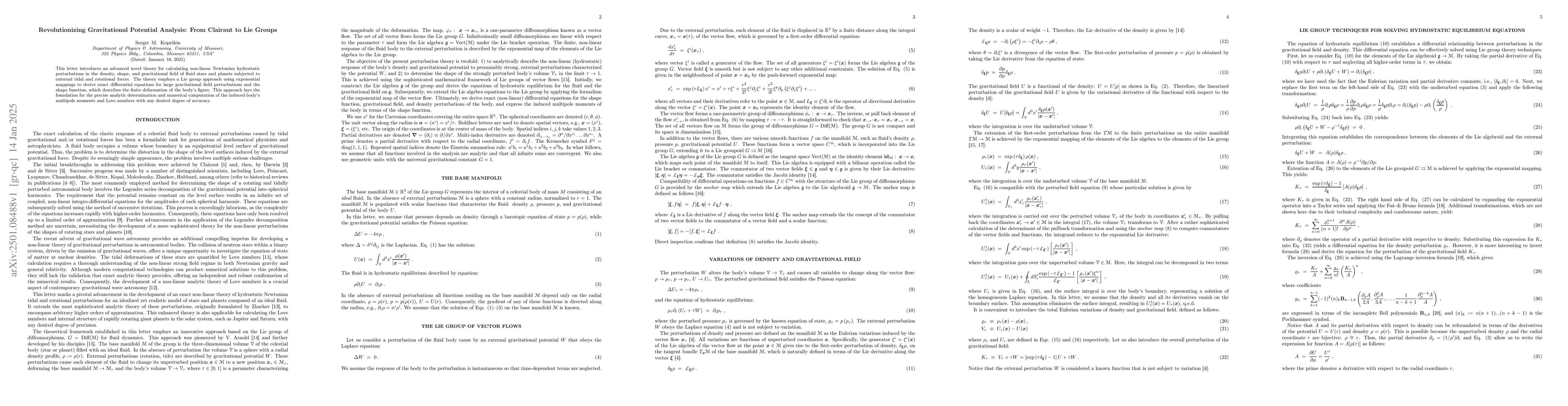 Thumbnail for Revolutionizing Gravitational Potential Analysis: From Clairaut to Lie
  Groups