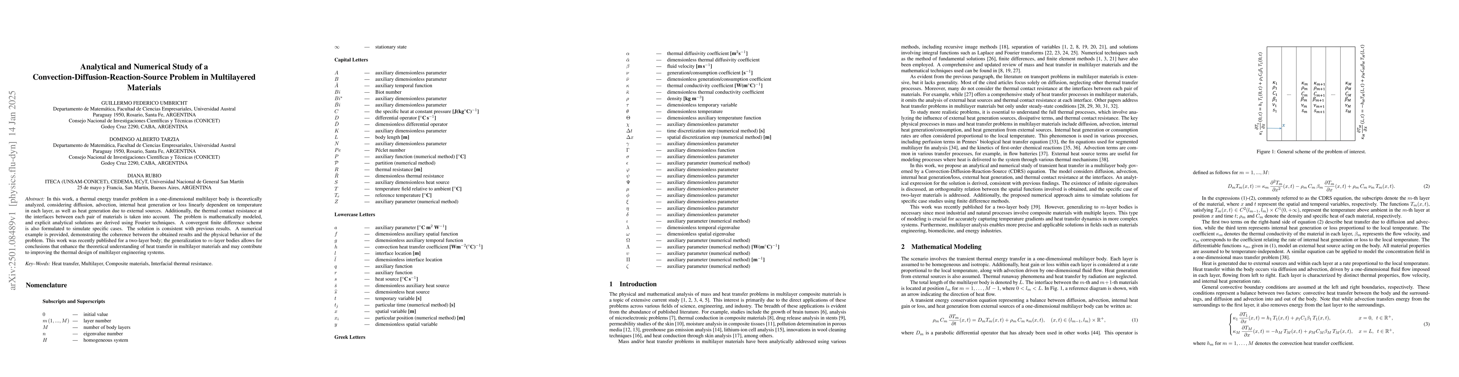 Thumbnail for Analytical and Numerical Study of a Convection-Diffusion-Reaction-Source
  Problem in Multilayered Materials