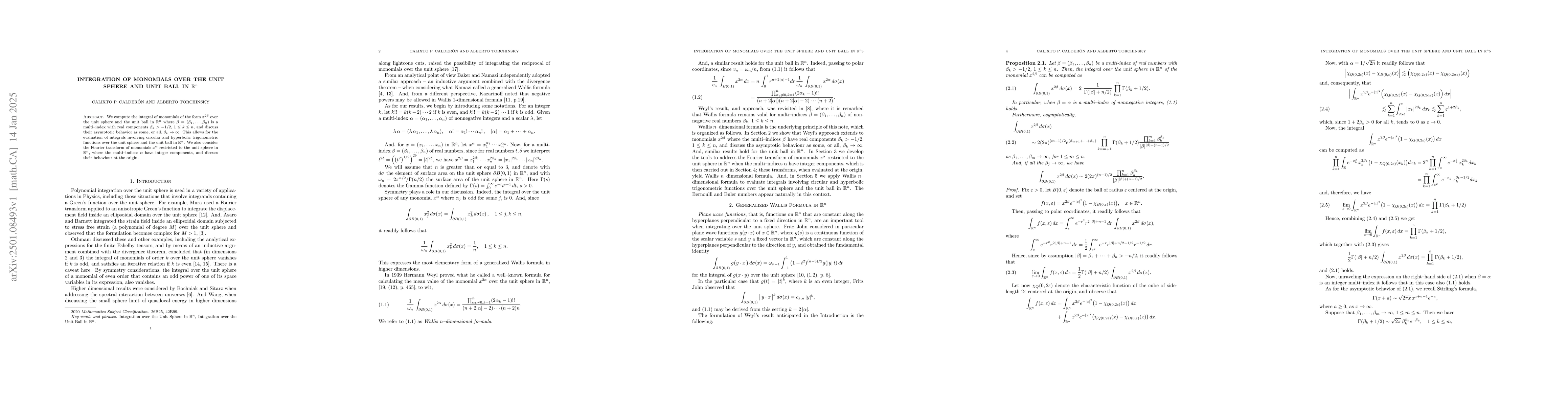 Thumbnail for Integration of monomials over the unit spere and unit ball in $R^n$