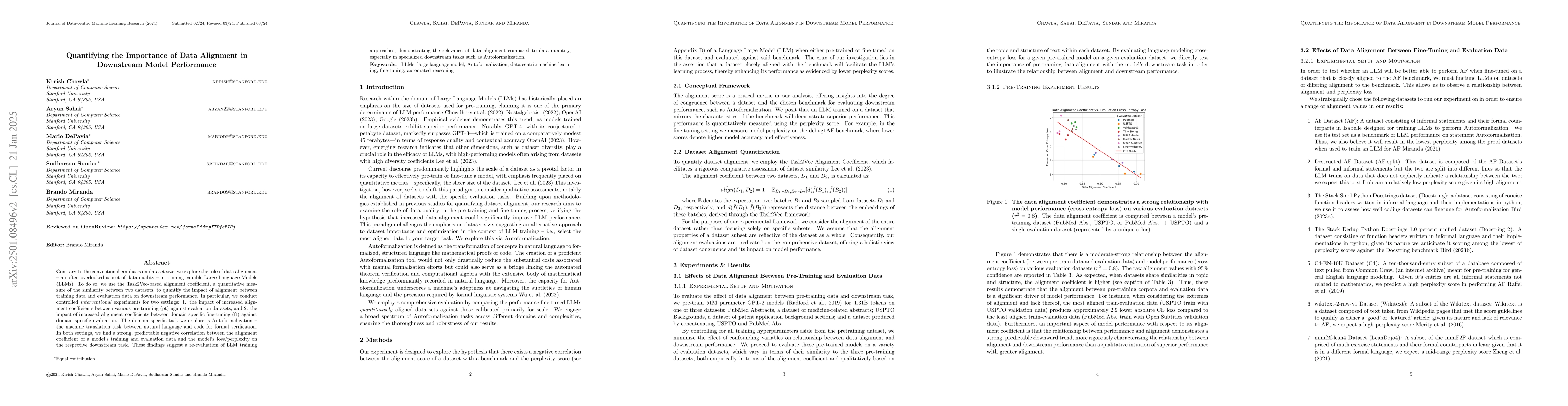 Thumbnail for Quantifying the Importance of Data Alignment in Downstream Model
  Performance