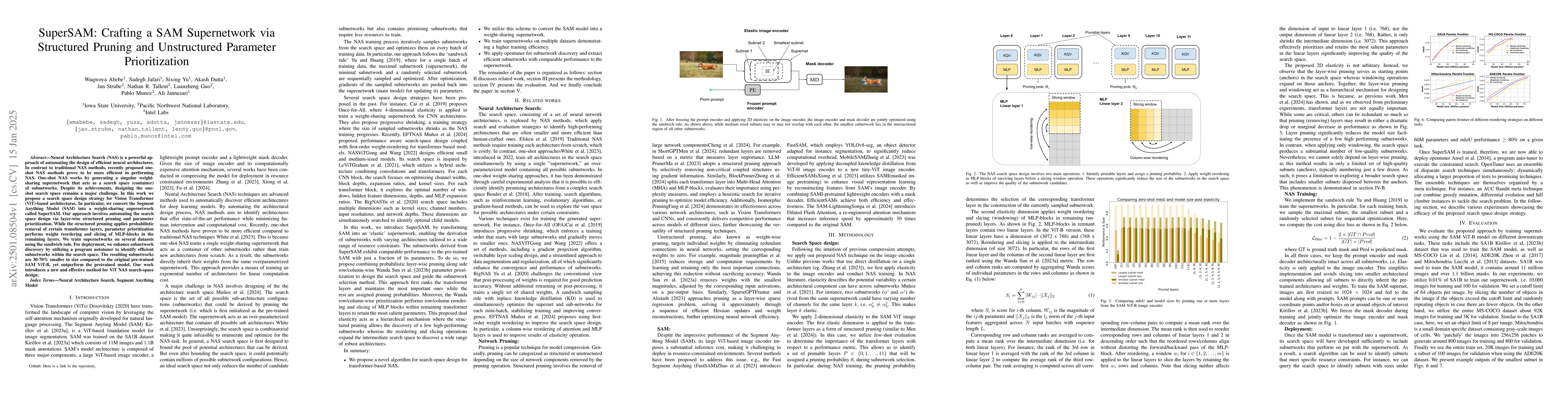 Thumbnail for SuperSAM: Crafting a SAM Supernetwork via Structured Pruning and
  Unstructured Parameter Prioritization