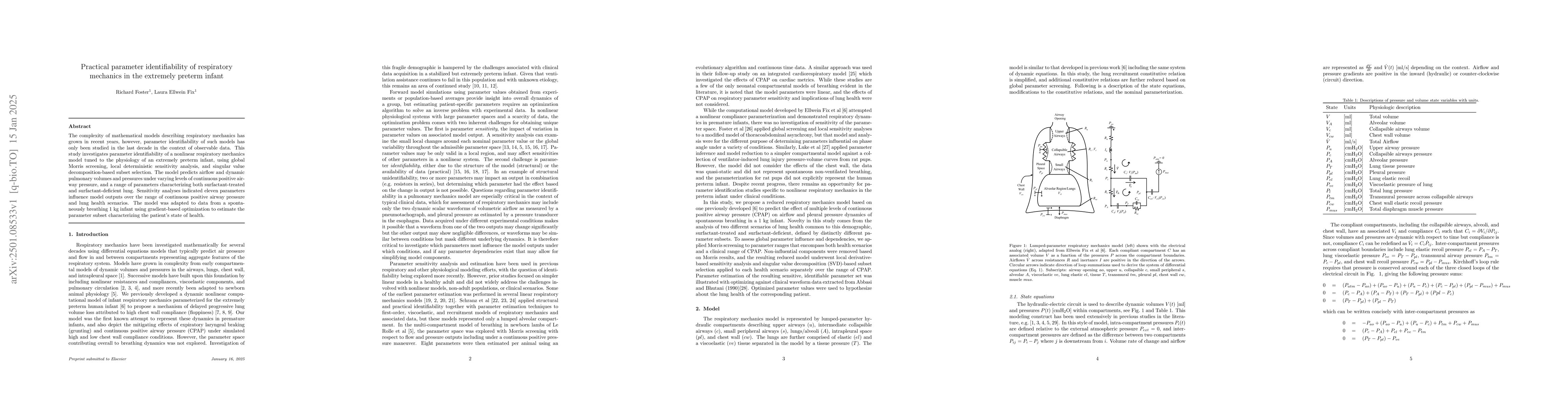 Thumbnail for Practical parameter identifiability of respiratory mechanics in the
  extremely preterm infant