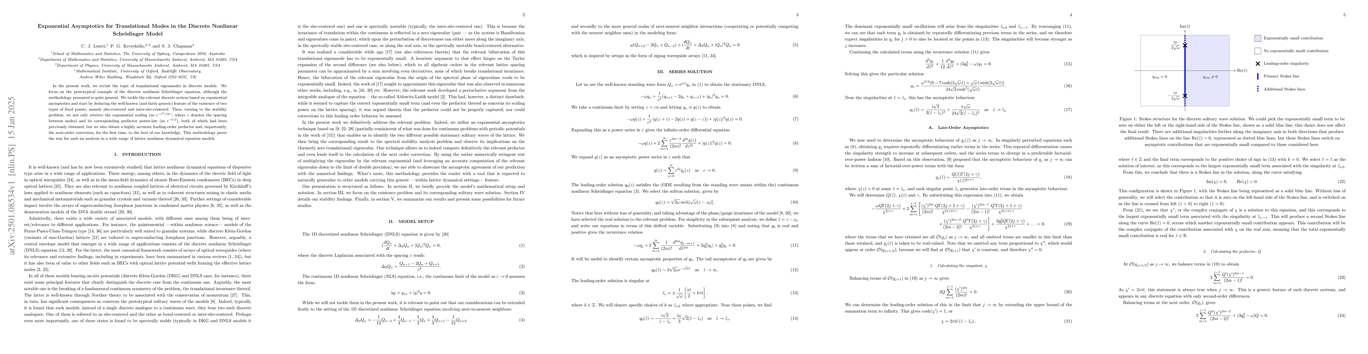 Thumbnail for Exponential Asymptotics for Translational Modes in the Discrete
  Nonlinear Schr{ö}dinger Model