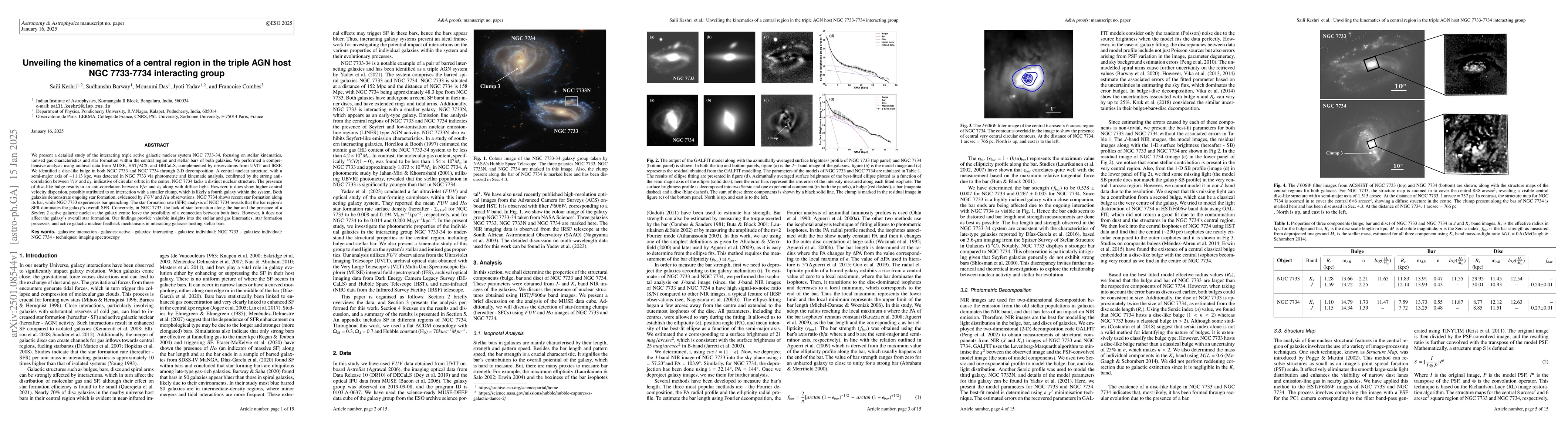Thumbnail for Unveiling the kinematics of a central region in the triple AGN host NGC
  7733-7734 interacting group