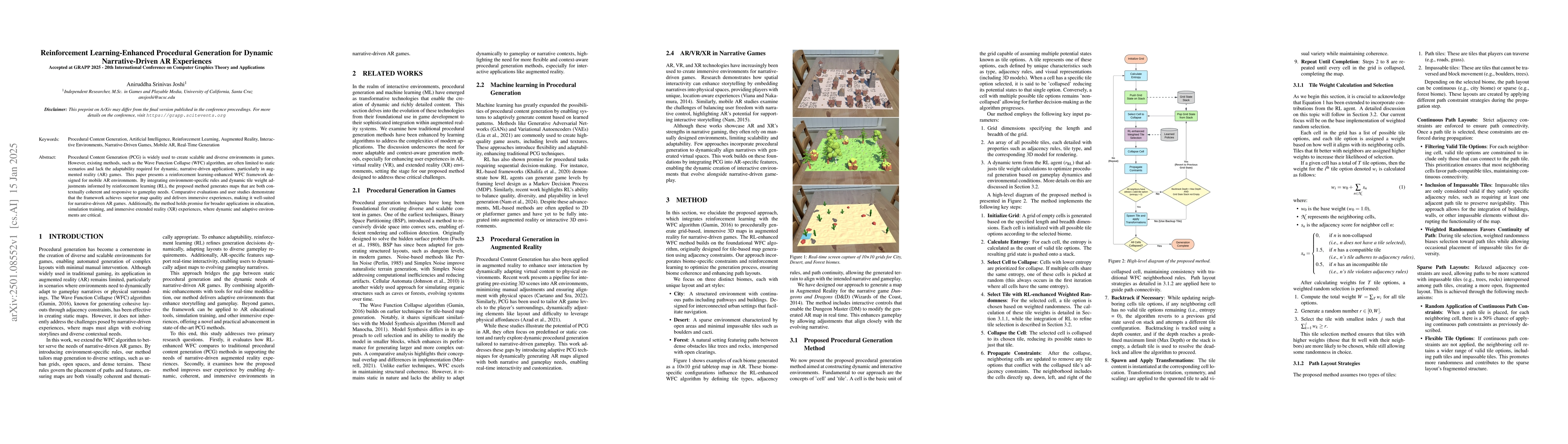 Thumbnail for Reinforcement Learning-Enhanced Procedural Generation for Dynamic
  Narrative-Driven AR Experiences