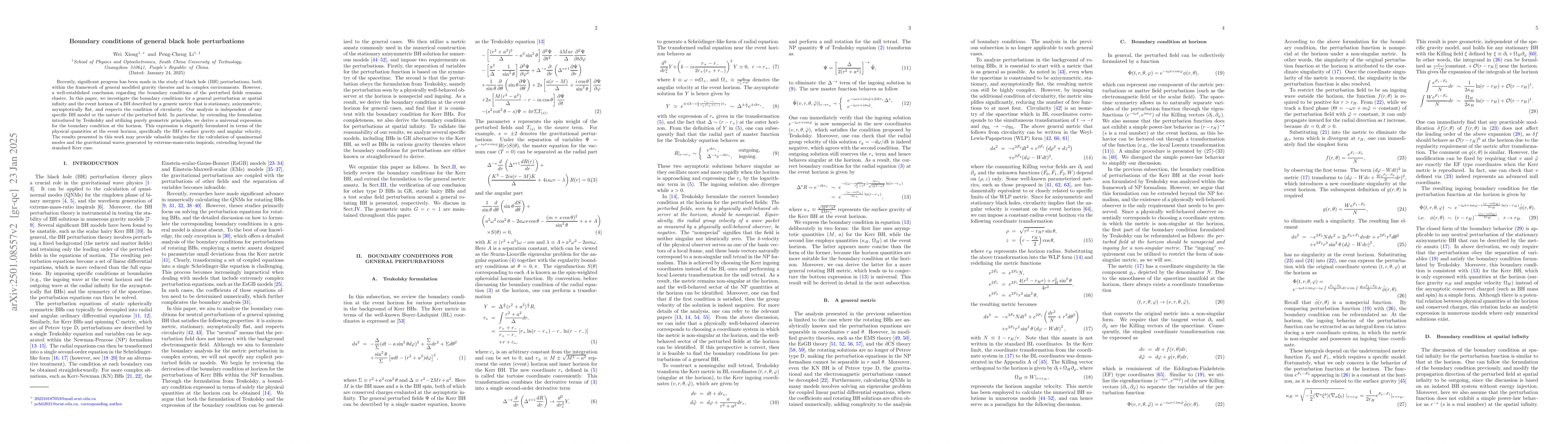 Thumbnail for Boundary conditions of general black hole perturbations