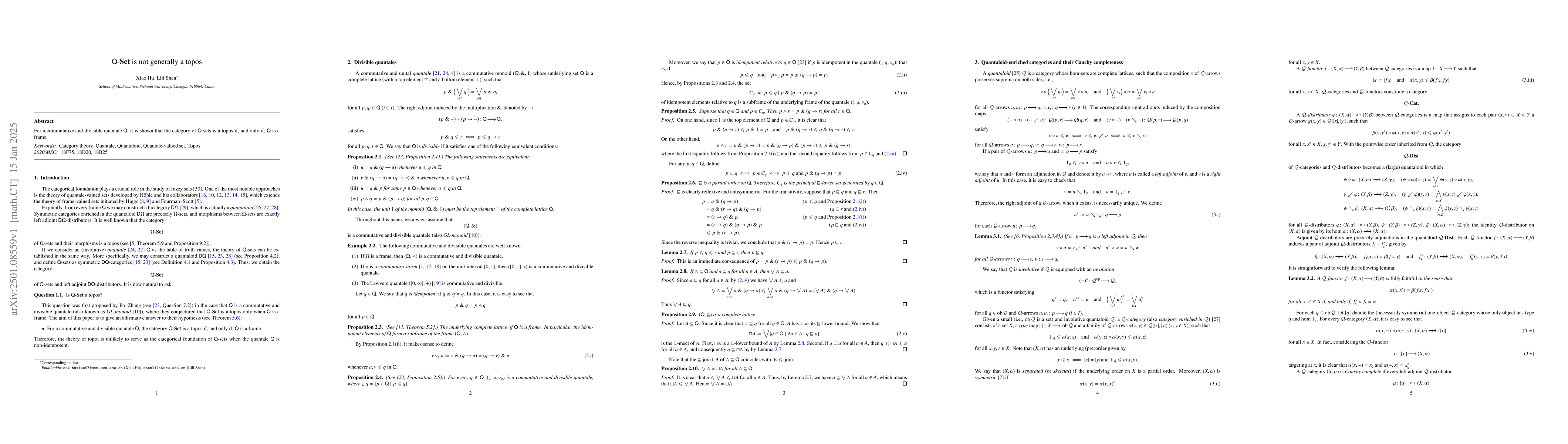 Thumbnail for $\mathsf{Q}\text{-}\mathbf{Set}$ is not generally a topos