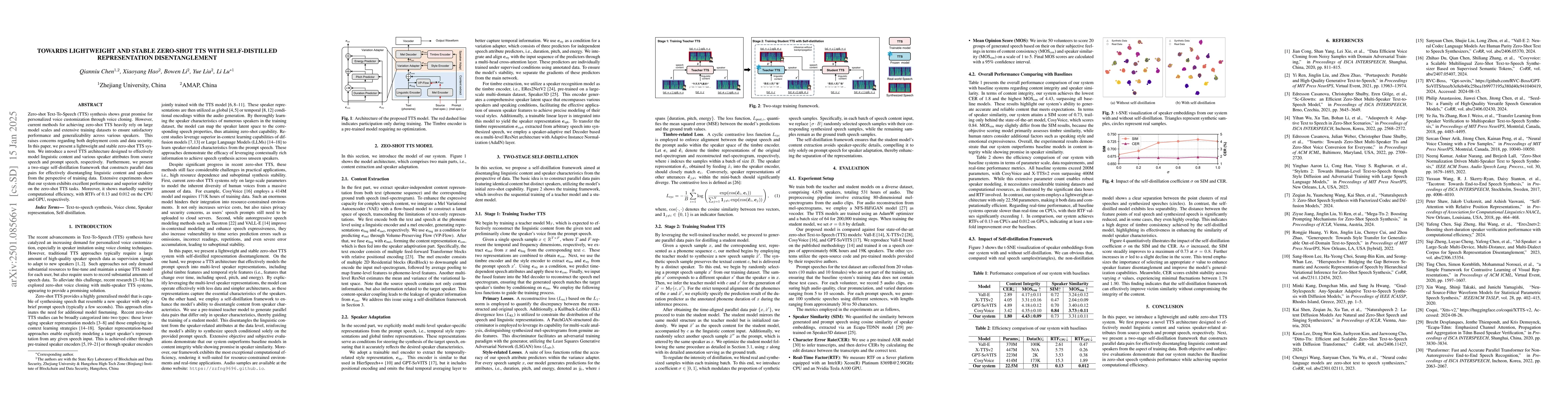 Thumbnail for Towards Lightweight and Stable Zero-shot TTS with Self-distilled
  Representation Disentanglement
