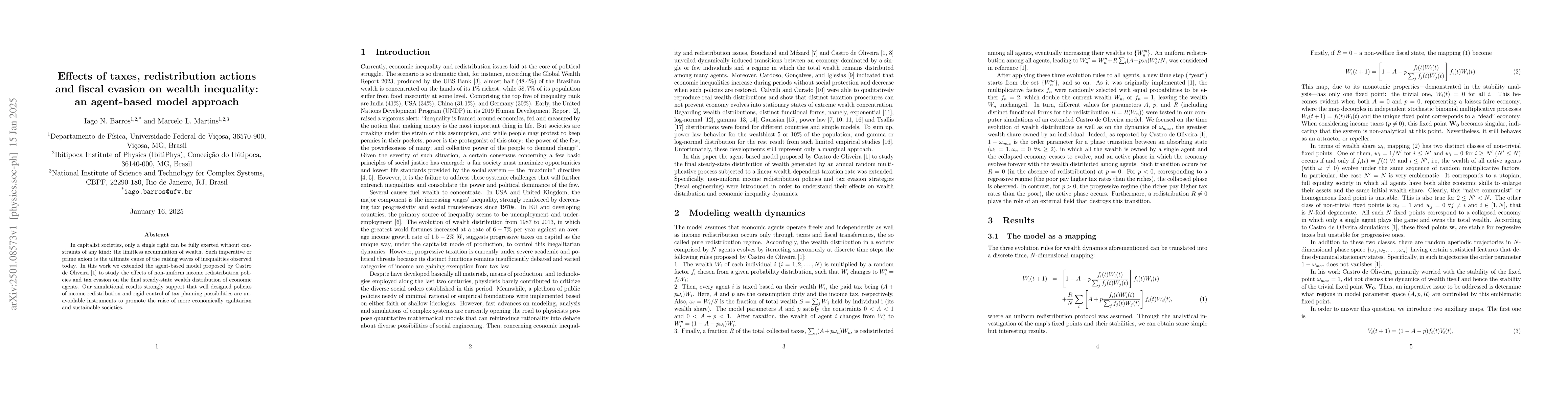 Thumbnail for Effects of taxes, redistribution actions and fiscal evasion on wealth
  inequality: an agent-based model approach