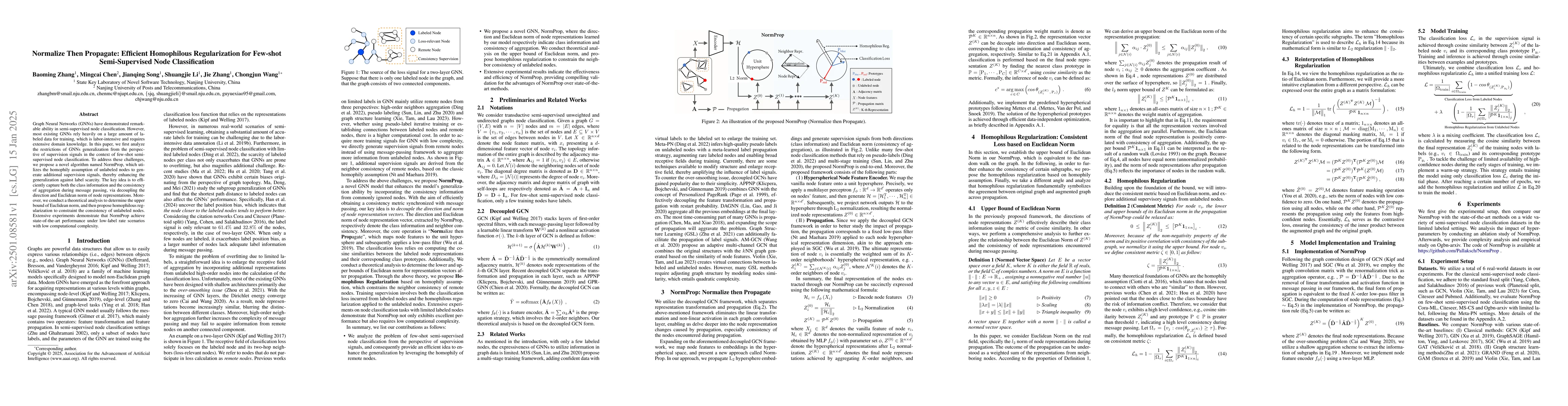 Thumbnail for Normalize Then Propagate: Efficient Homophilous Regularization for
  Few-shot Semi-Supervised Node Classification