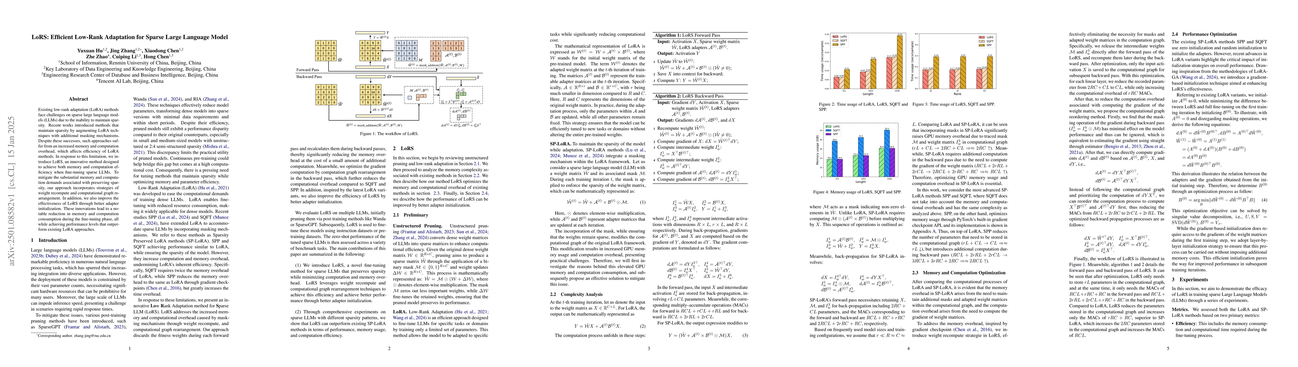 Thumbnail for LoRS: Efficient Low-Rank Adaptation for Sparse Large Language Model