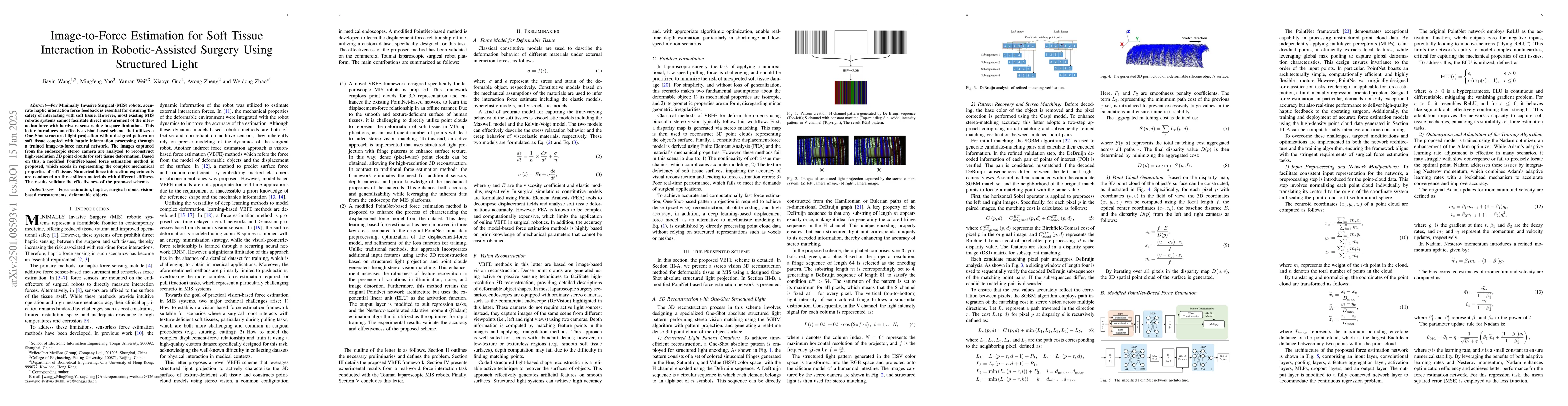 Thumbnail for Image-to-Force Estimation for Soft Tissue Interaction in
  Robotic-Assisted Surgery Using Structured Light