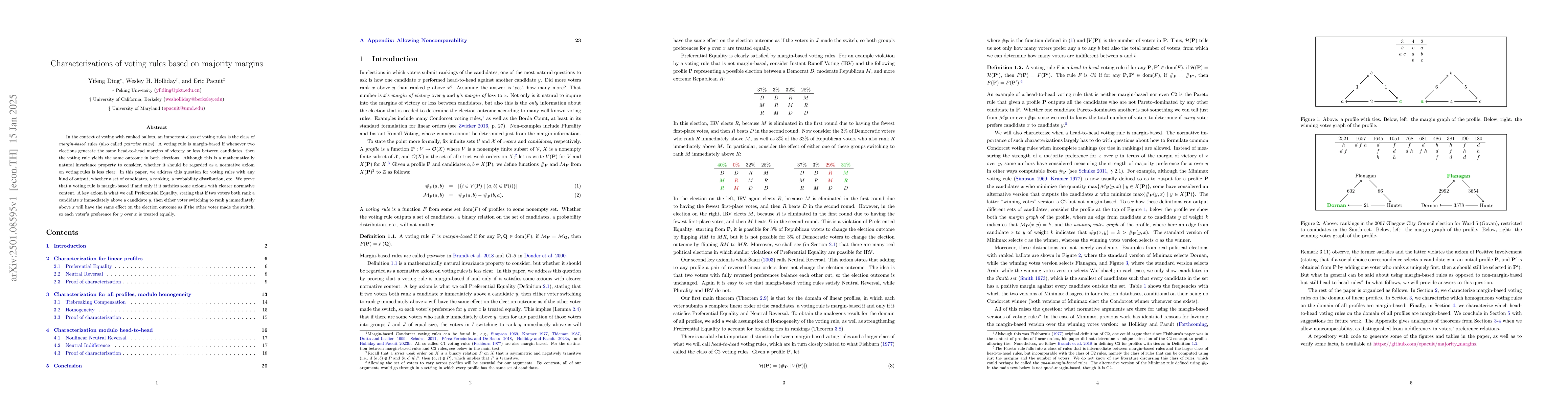 Thumbnail for Characterizations of voting rules based on majority margins
