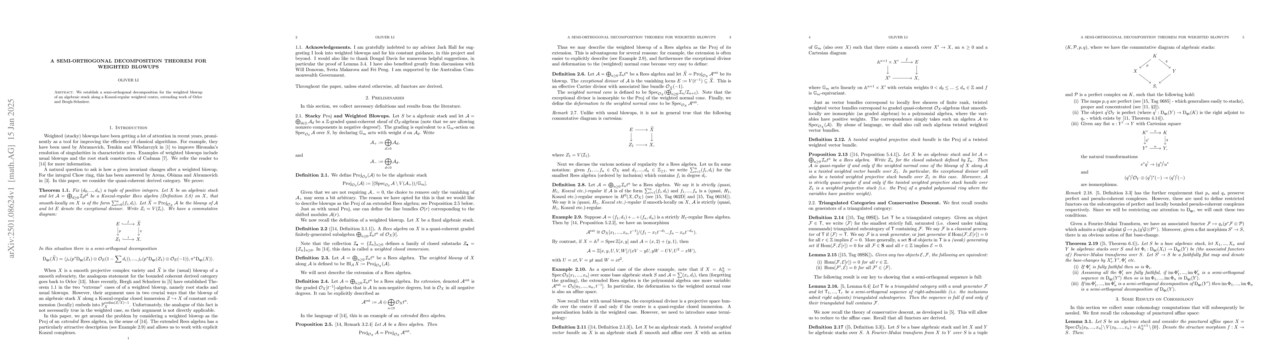 Thumbnail for A Semi-Orthogonal Decomposition Theorem for Weighted Blowups