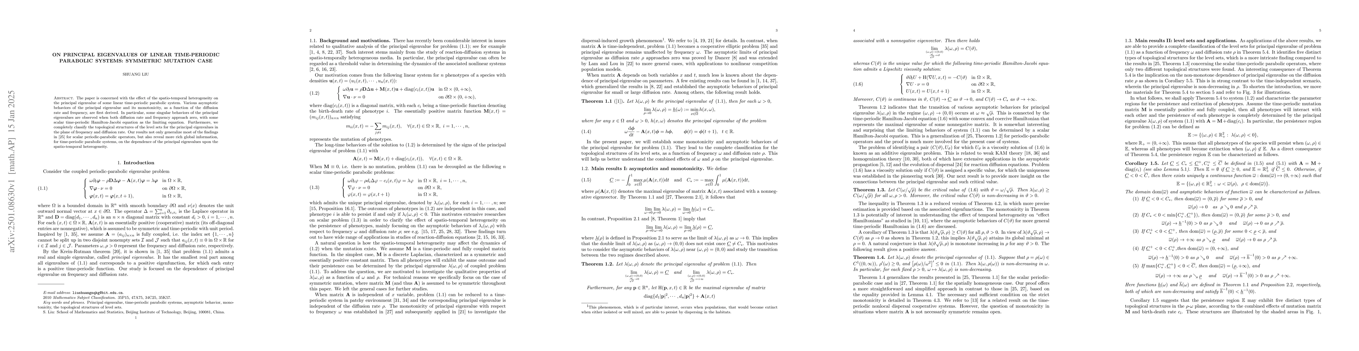 Thumbnail for On principal eigenvalues of linear time-periodic parabolic systems:
  symmetric mutation case