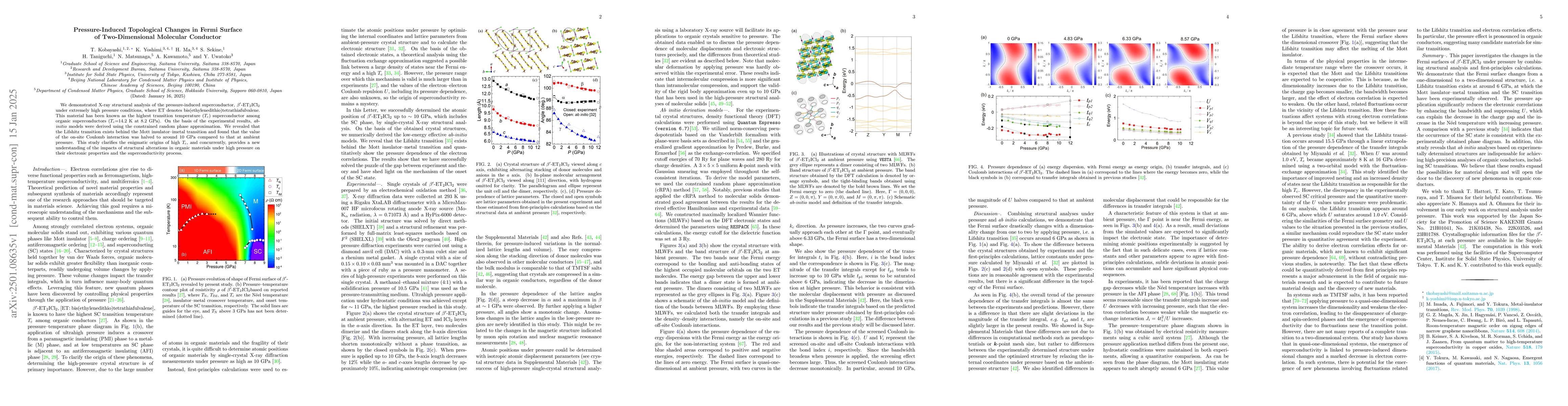Thumbnail for Pressure-induced topological changes in Fermi surface of two-dimensional
  molecular conductor
