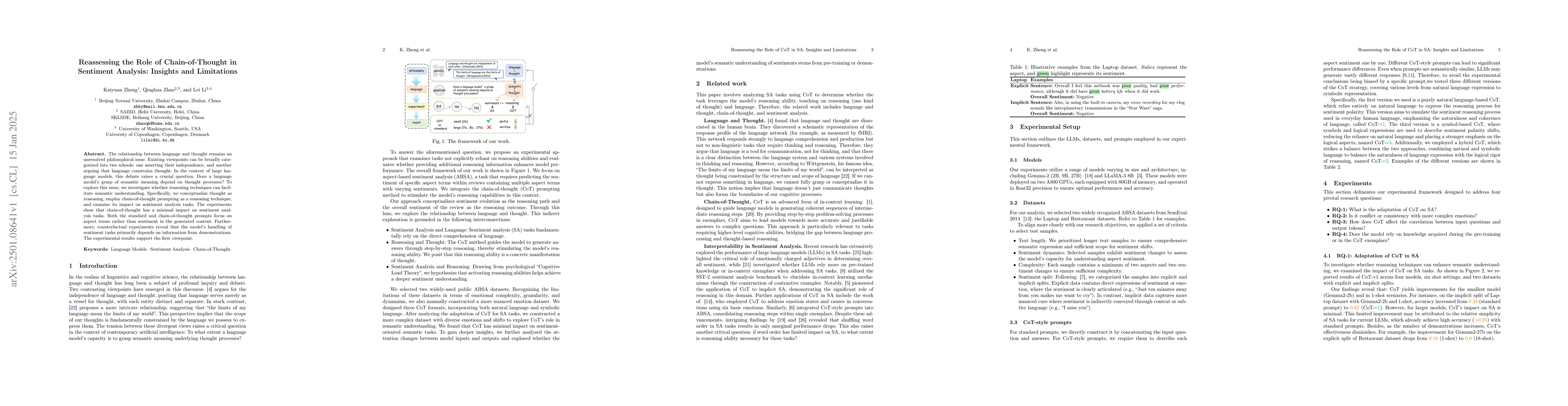 Thumbnail for Reassessing the Role of Chain-of-Thought in Sentiment Analysis: Insights
  and Limitations