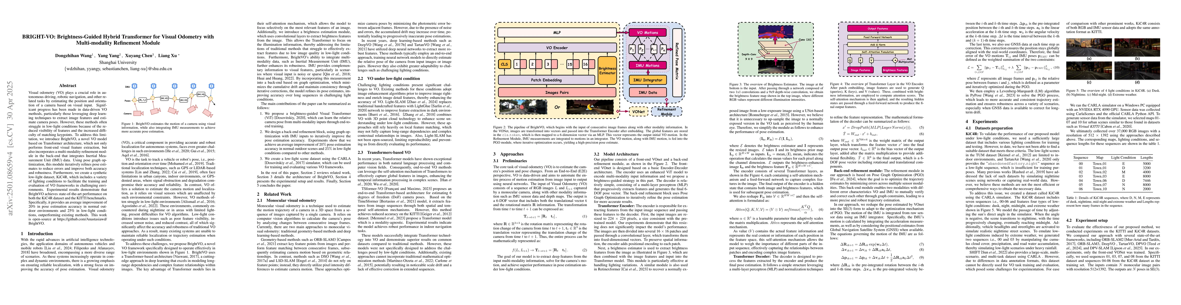 Thumbnail for BRIGHT-VO: Brightness-Guided Hybrid Transformer for Visual Odometry with
  Multi-modality Refinement Module