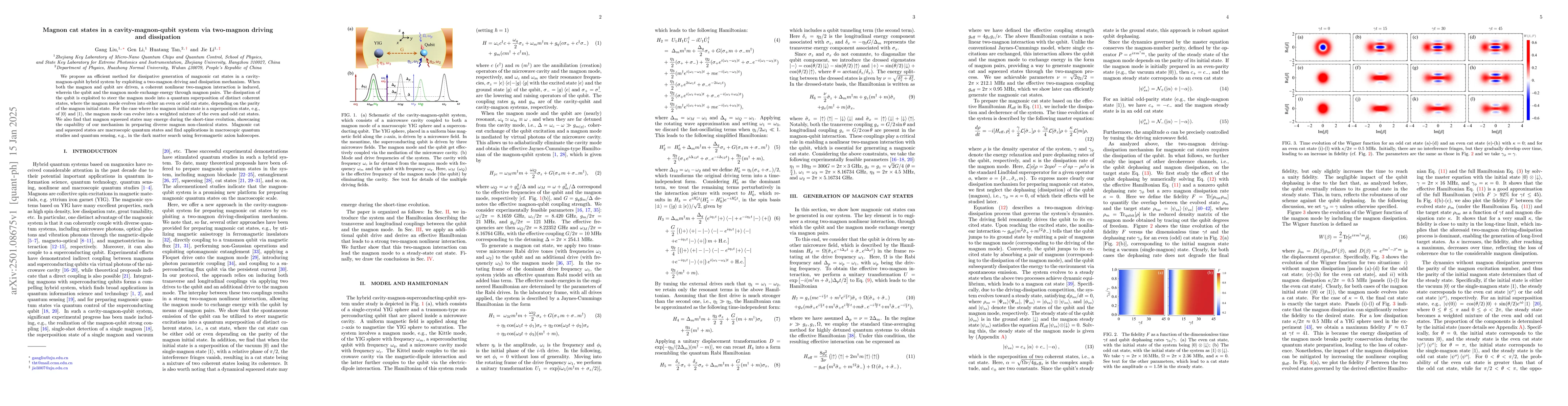 Thumbnail for Magnon cat states in a cavity-magnon-qubit system via two-magnon driving
  and dissipation