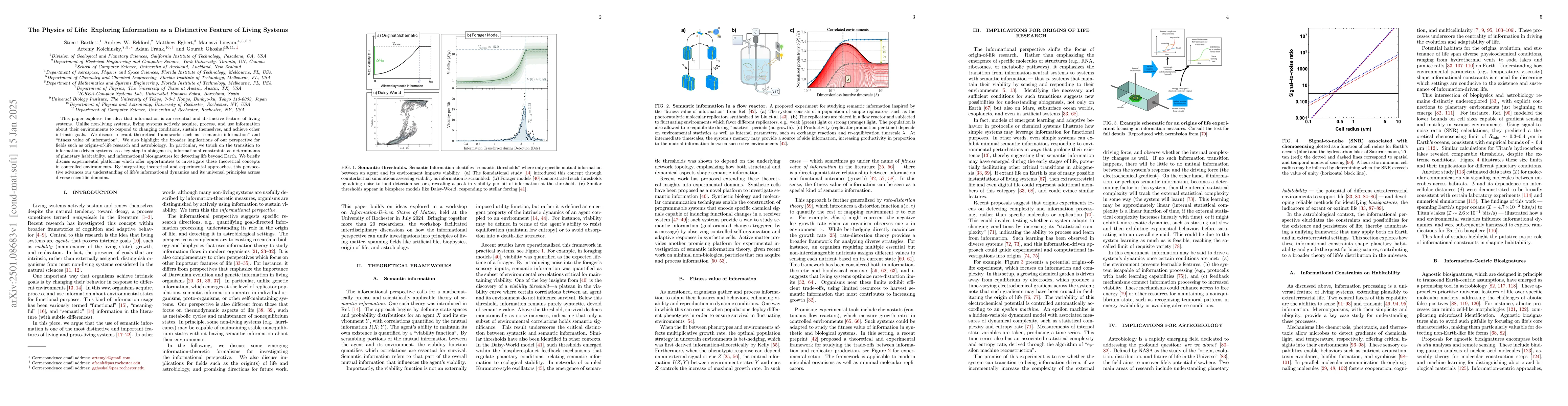Thumbnail for The Physics of Life: Exploring Information as a Distinctive Feature of
  Living Systems