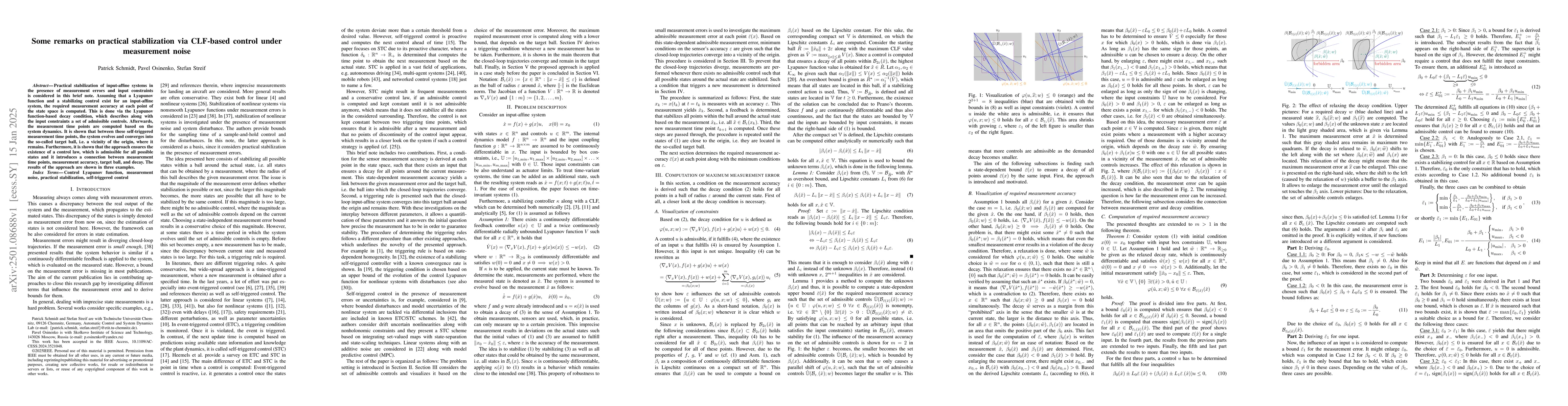 Thumbnail for Some remarks on practical stabilization via CLF-based control under
  measurement noise