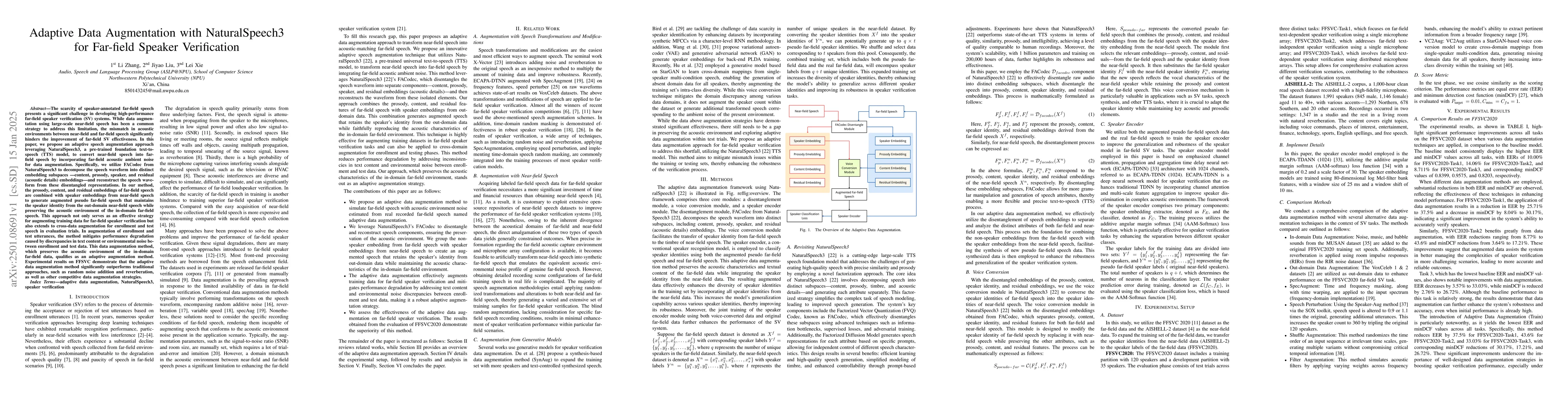Thumbnail for Adaptive Data Augmentation with NaturalSpeech3 for Far-field Speaker
  Verification