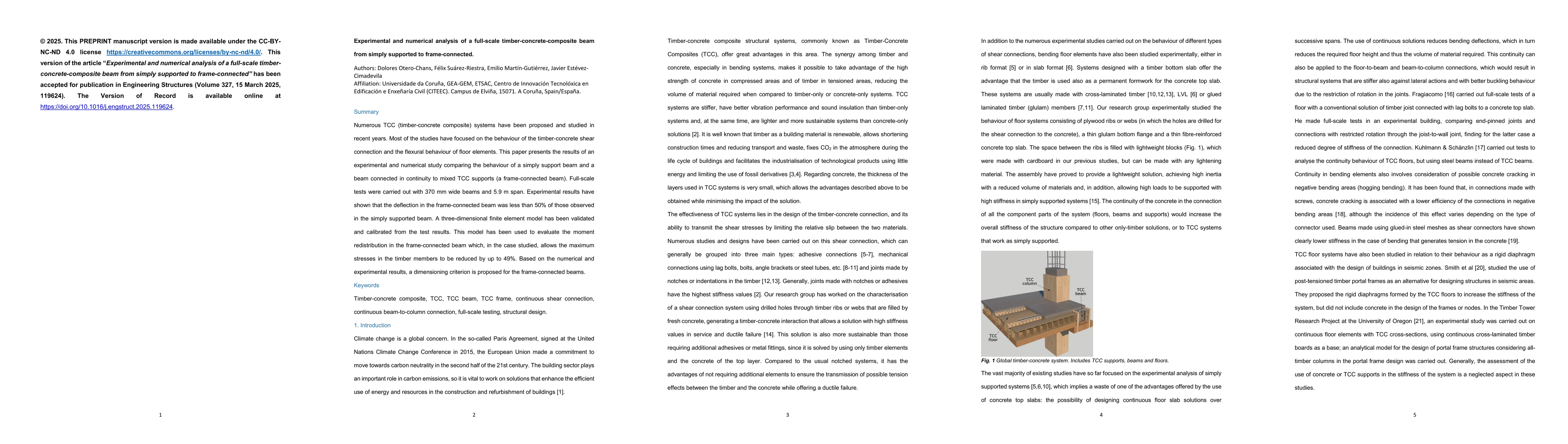 Thumbnail for Experimental and numerical analysis of a full-scale
  timber-concrete-composite beam from simply supported to frame-connected