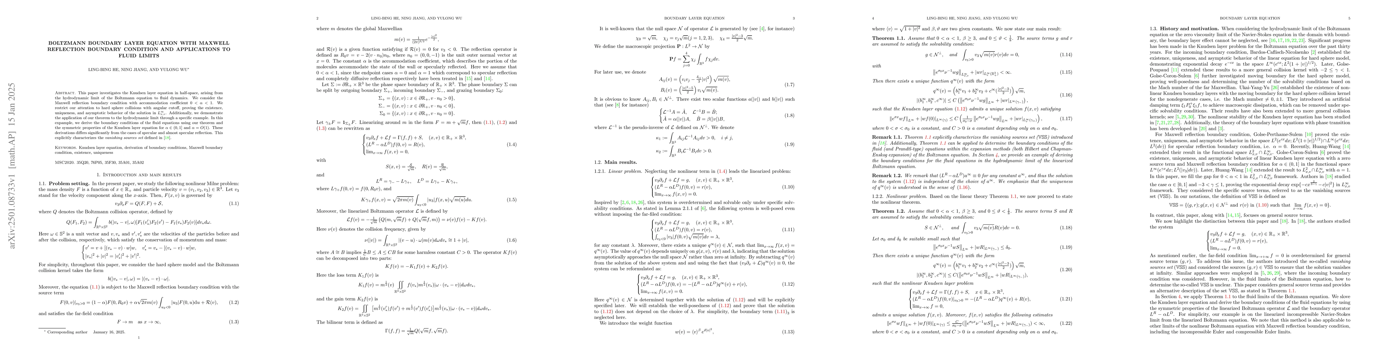 Thumbnail for Boltzmann boundary layer equation with Maxwell reflection boundary
  condition and applications to fluid limits