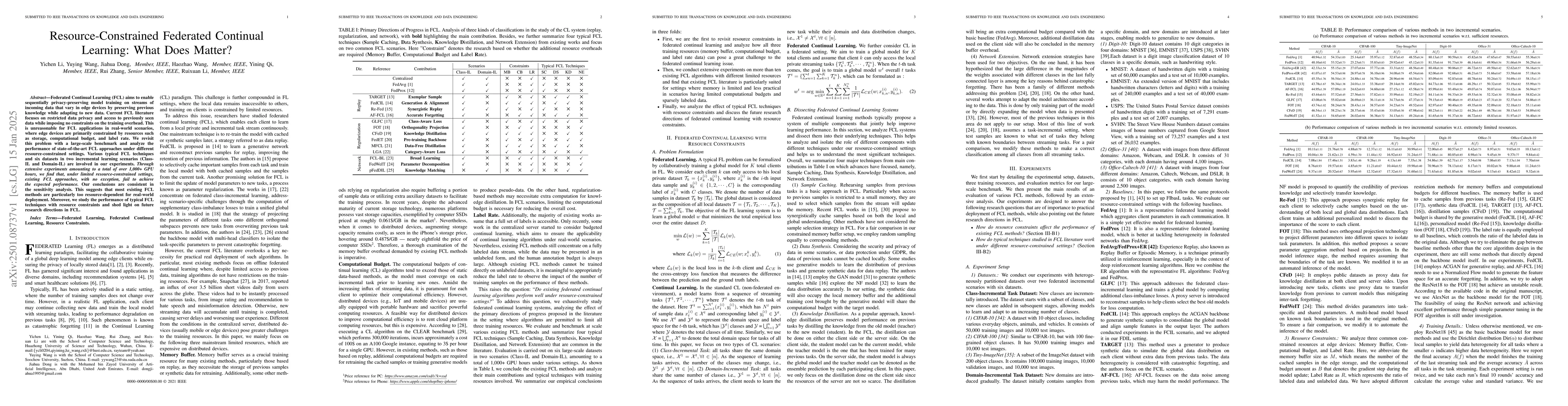 Thumbnail for Resource-Constrained Federated Continual Learning: What Does Matter?