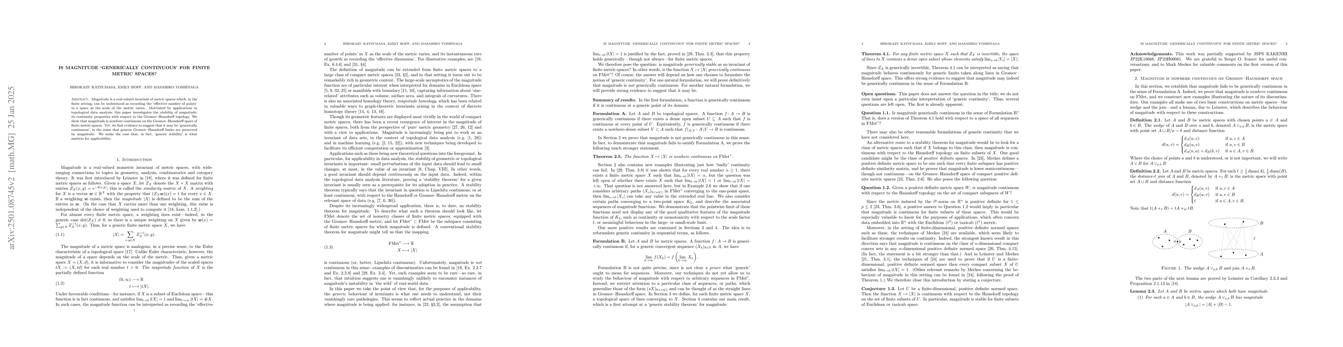Thumbnail for Is magnitude 'generically continuous' for finite metric spaces?