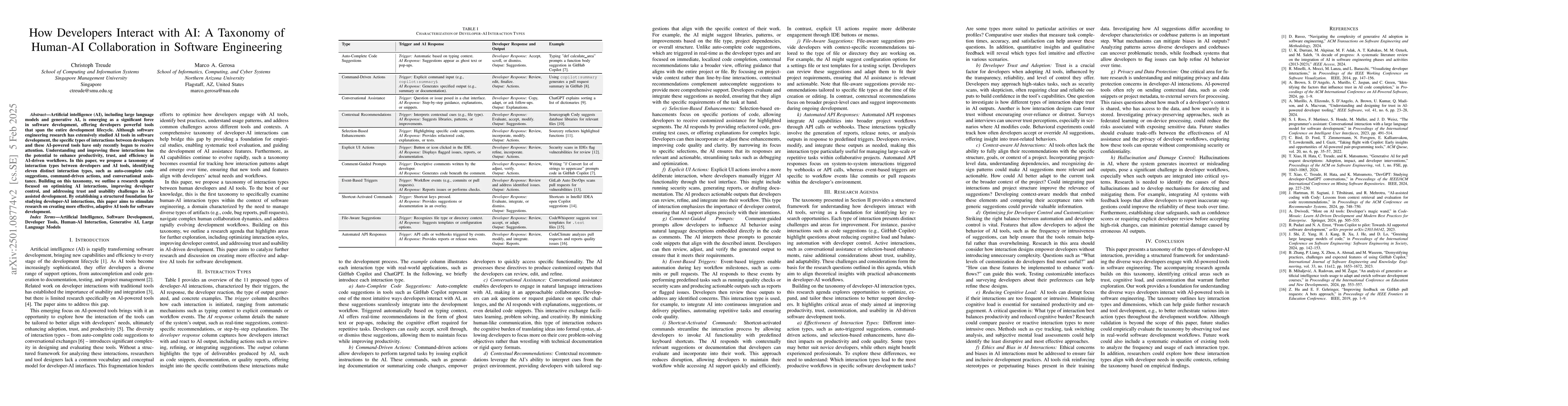 Thumbnail for How Developers Interact with AI: A Taxonomy of Human-AI Collaboration in
  Software Engineering